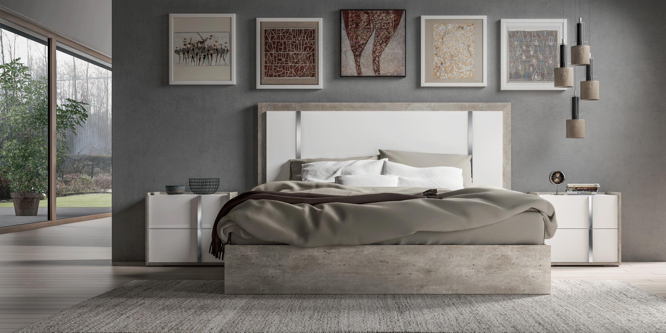 Contemporary, Modern Platform Bedroom Set Treviso Treviso-EK-2N-3PC in White, Gray 