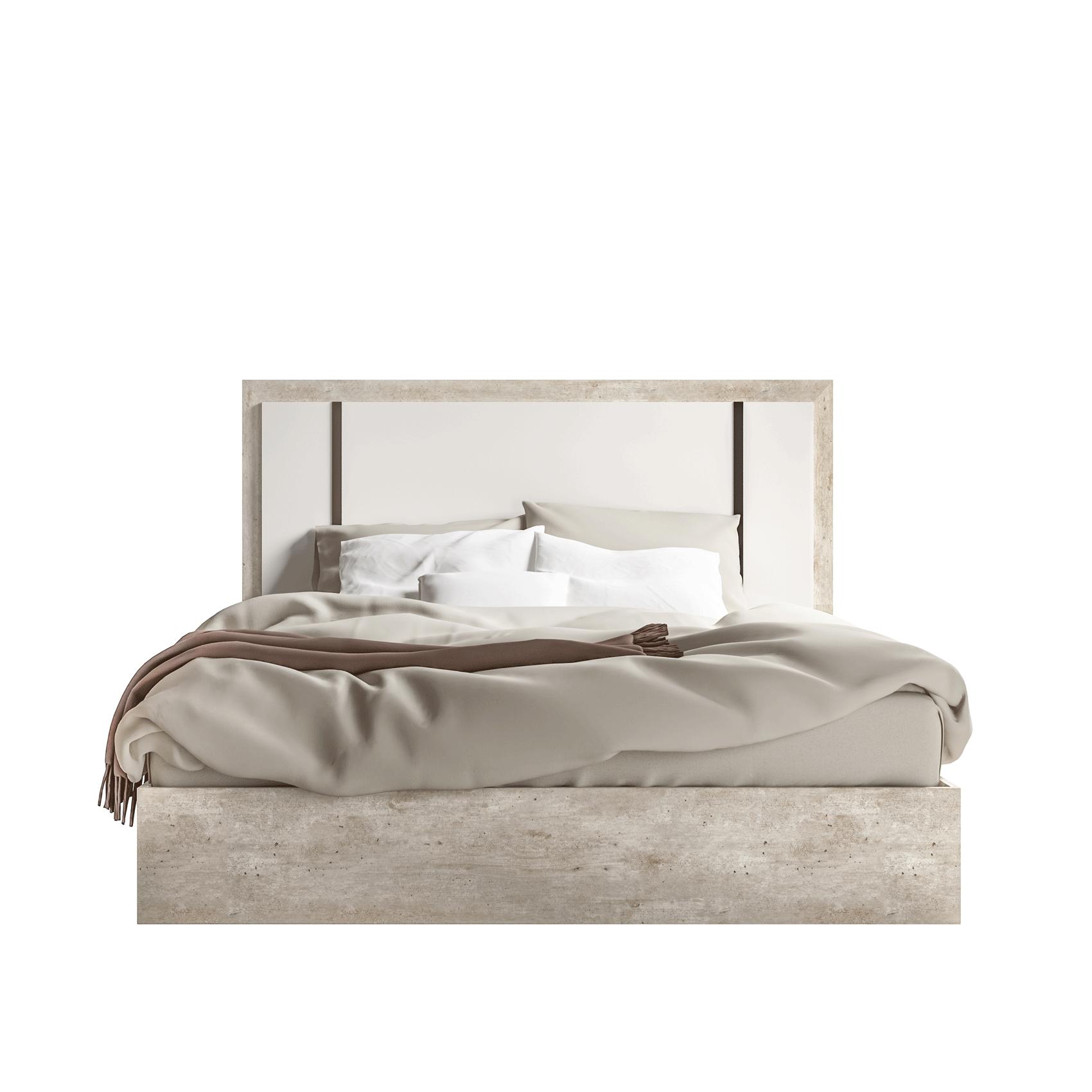 

    
White & Grey Eco Stone King Bed & 2 Nightstands Modern Made in Italy ESF Treviso
