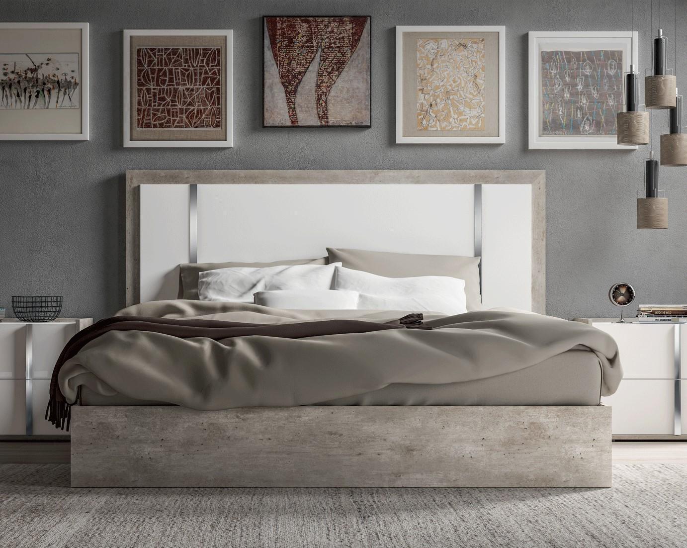 

    
White & Grey Eco Stone Queen Size Bed Modern Made in Italy ESF Treviso
