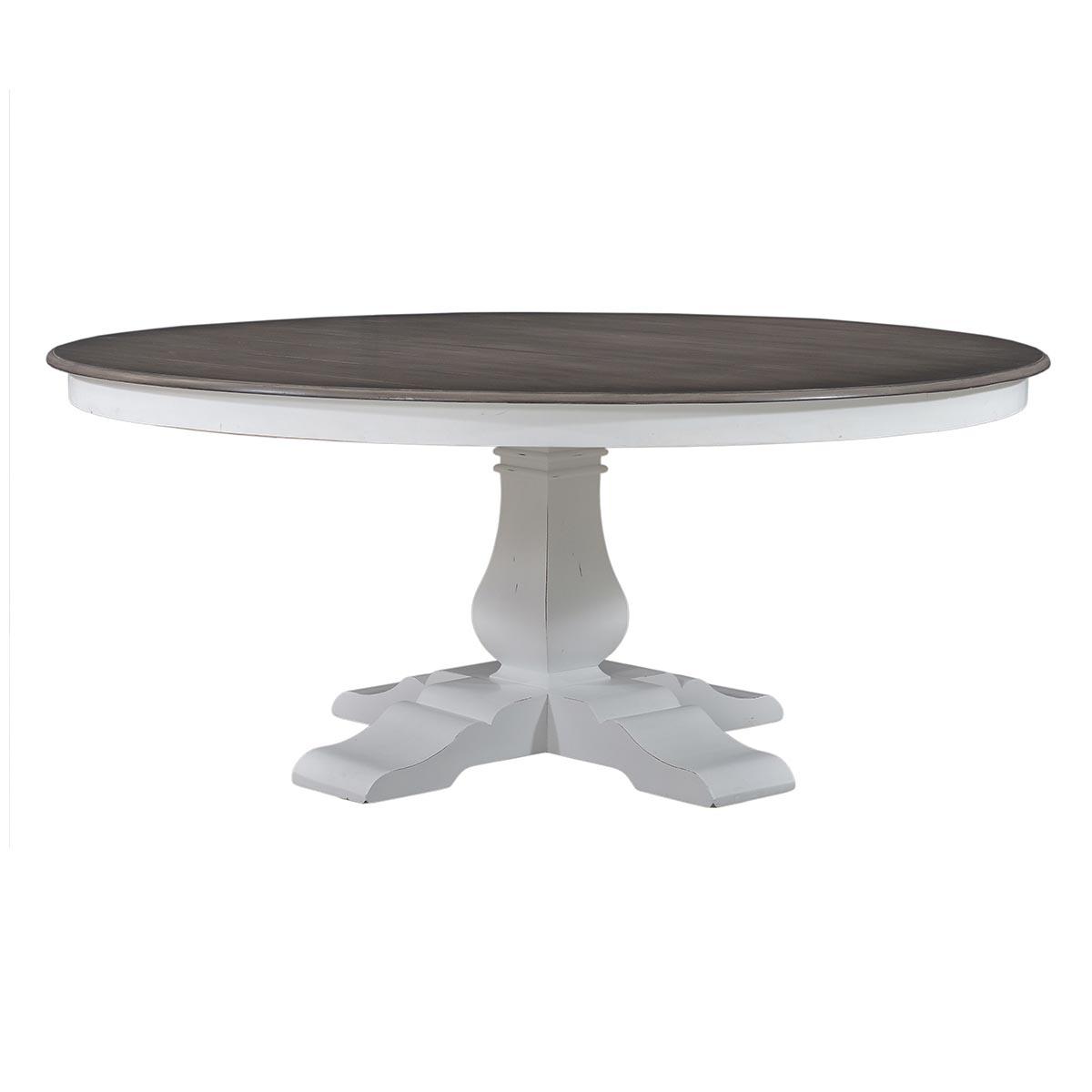 

    
WHITE GREY Trestle 6 F Round Dining Table Solid Wood Bramble 26434 Sp Order
