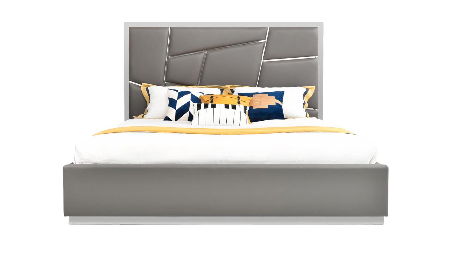 

    
Grey Bonded Leather Queen Size Panel Bedroom Set 3Pcs by VIG Modrest Chrysler
