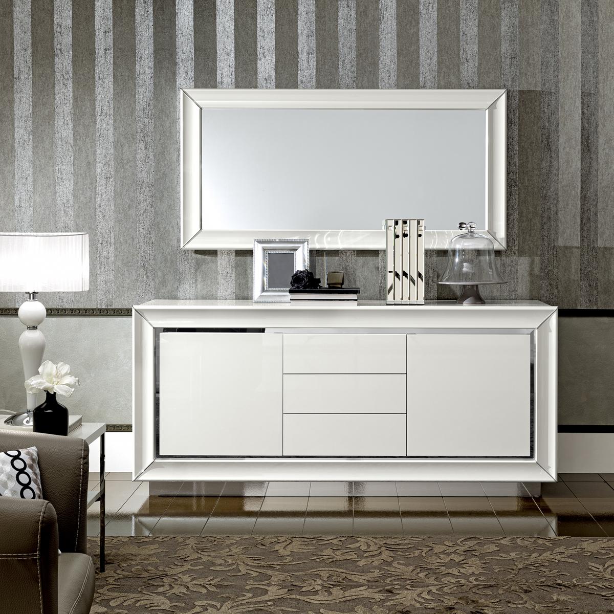 

    
White High Gloss Lacquer 3 Drawer Buffet DAMABIANCA ESF Modern MADE IN ITALY
