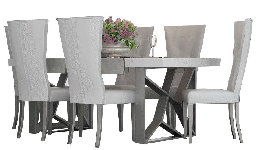 

    
White High Gloss Lacquer Dining Room Set 7Pcs Modern Made in Spain ESF Kiu
