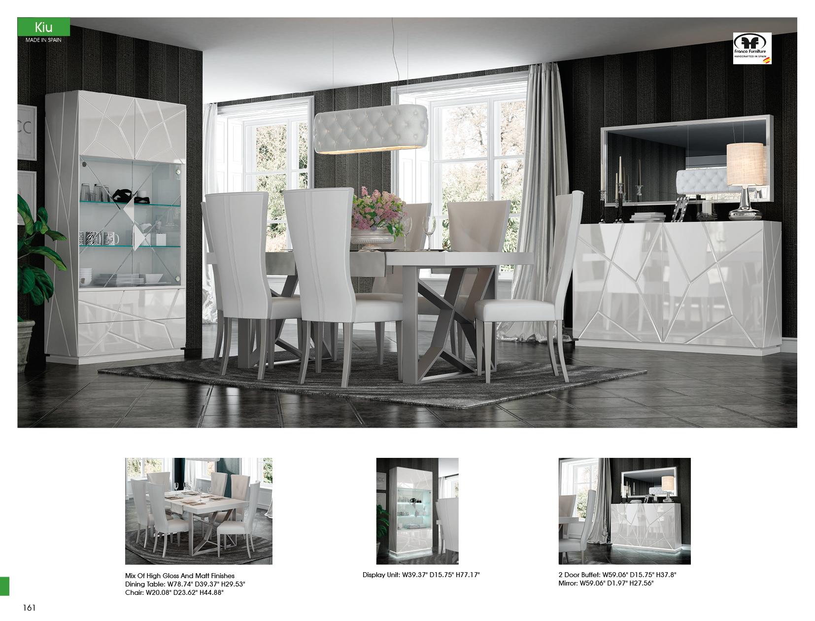 

    
Kiu-Dining-9PC White High Gloss Lacquer Dining Room Set 9Pcs w/Buffet Modern Made in Spain ESF Kiu
