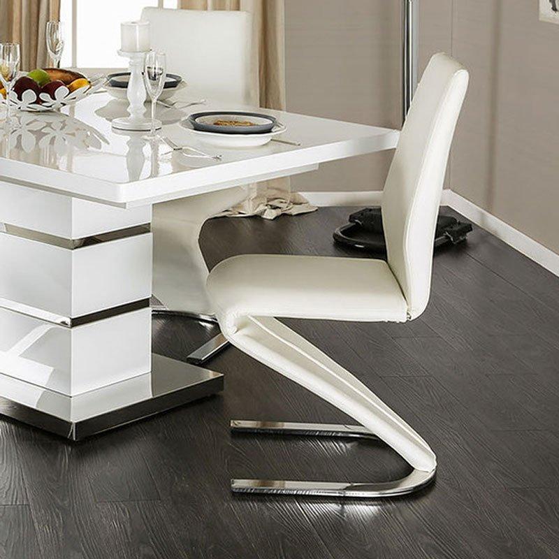 

    
CM3650T-7PC White High Gloss Lacquer Dining Table Set 7P MIDVALE CM3650T FOA Contemporary
