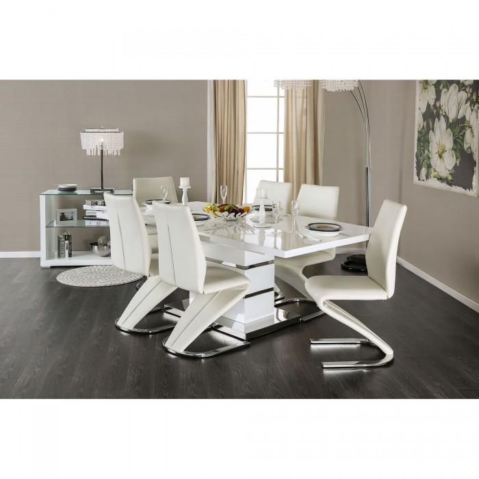 

    
White High Gloss Lacquer Dining Table Set 7P MIDVALE CM3650T FOA Contemporary
