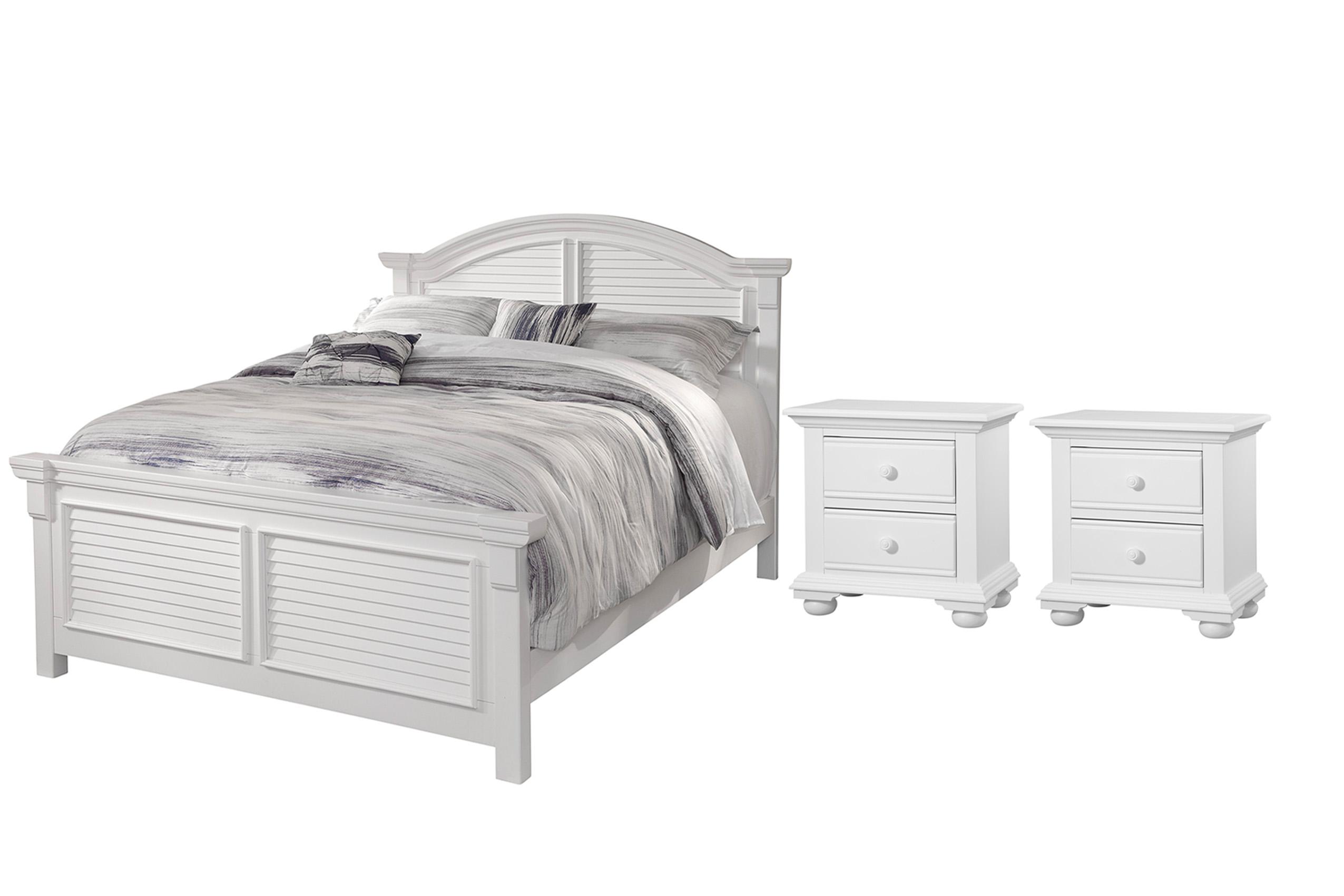 Classic, Traditional, Cottage Panel Bedroom Set COTTAGE 6510-66PAN 6510-66PAN-2N-3PC in White 