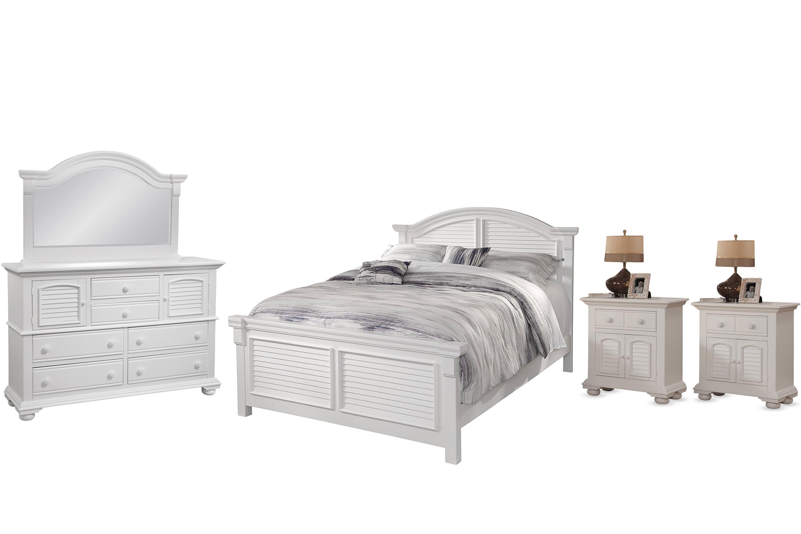 Classic, Traditional, Cottage Panel Bedroom Set COTTAGE 6510-66PAN 6510-66PAN 6510-412-2NDM-5PC in White 