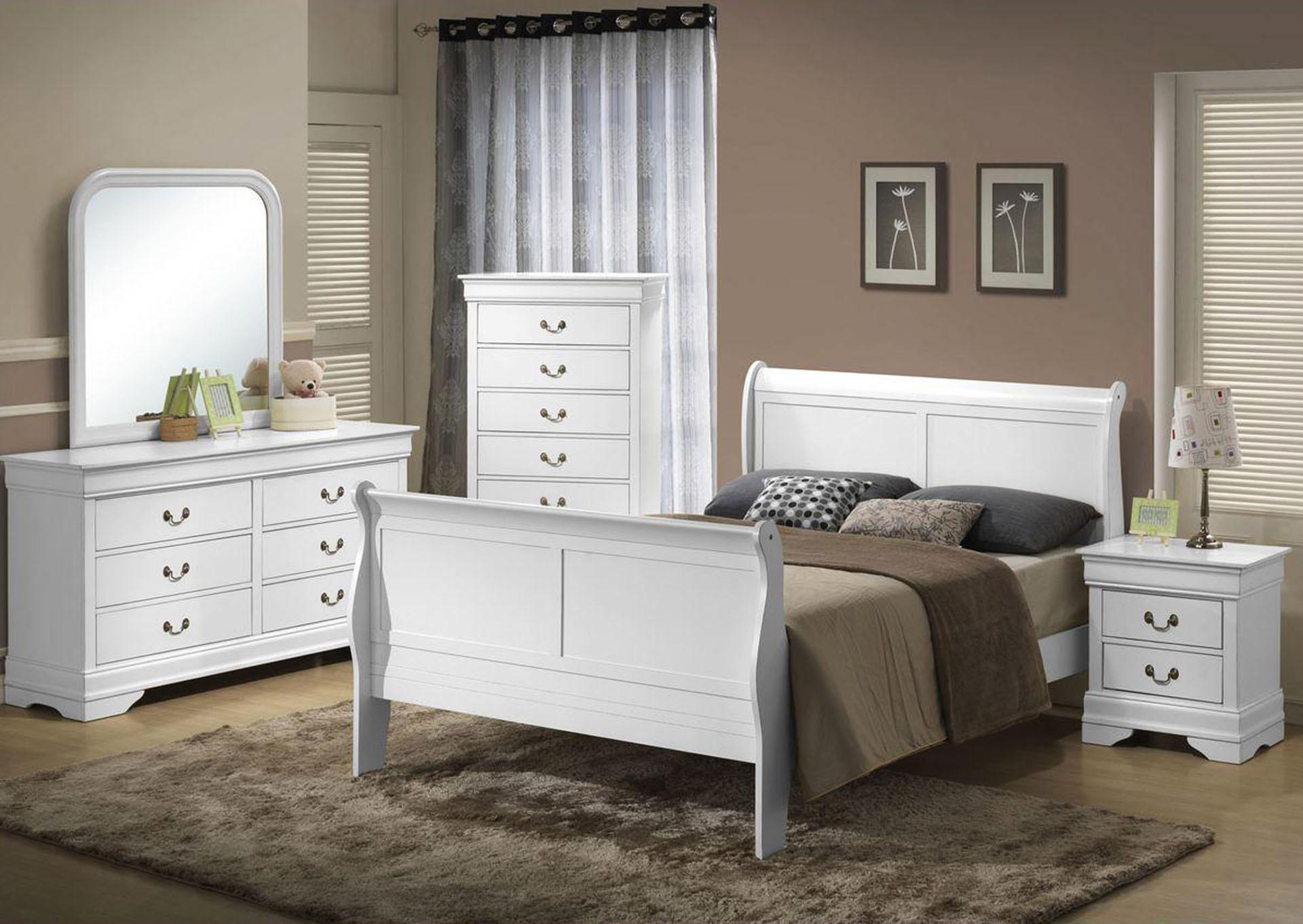 

    
White King Bedroom Set 4 Pcs LOUIS PHILLIPE Galaxy Home Traditional Modern
