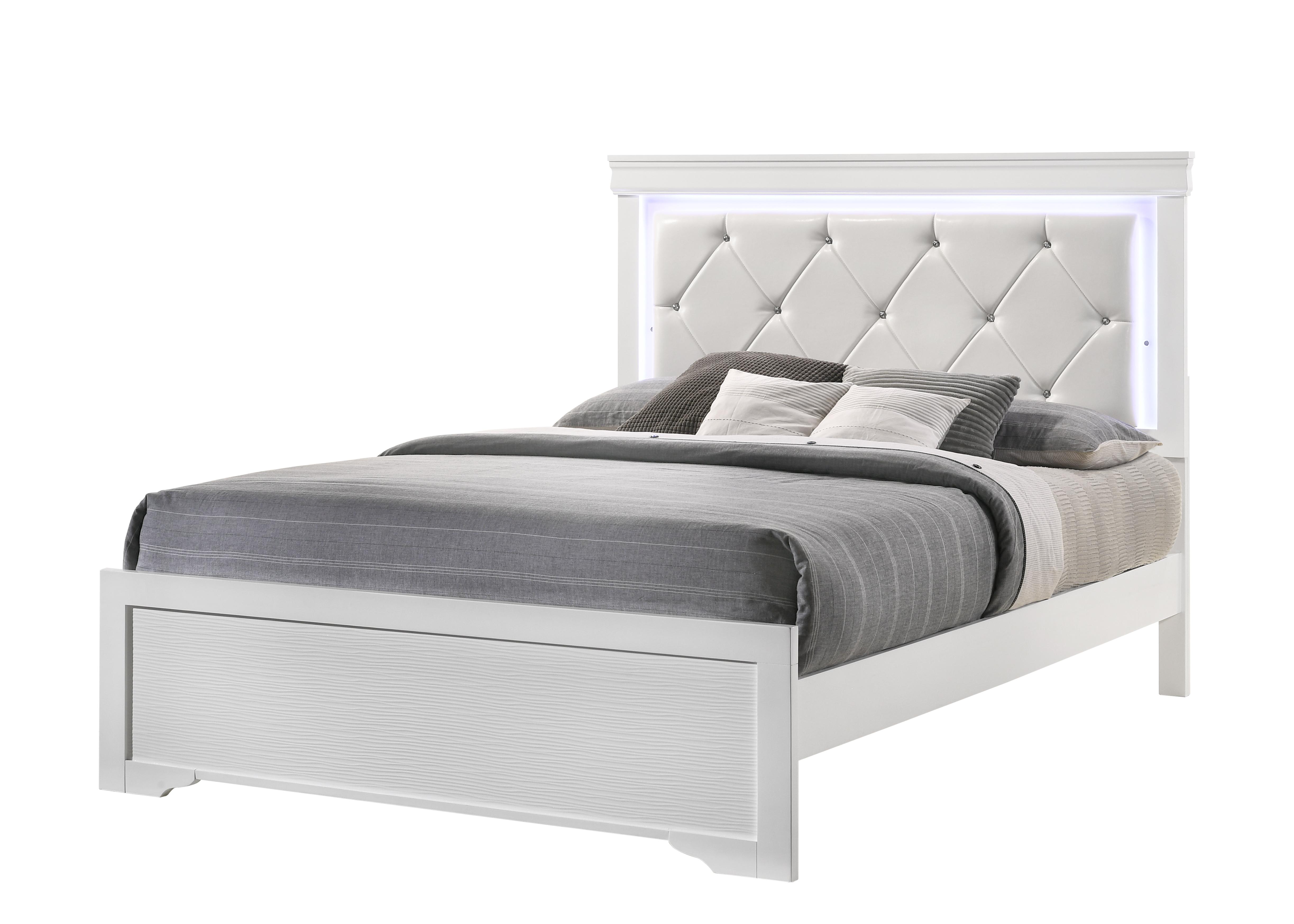 

    
White King Bedroom Set 4Pcs BROOKLYN Galaxy Home Contemporary Modern
