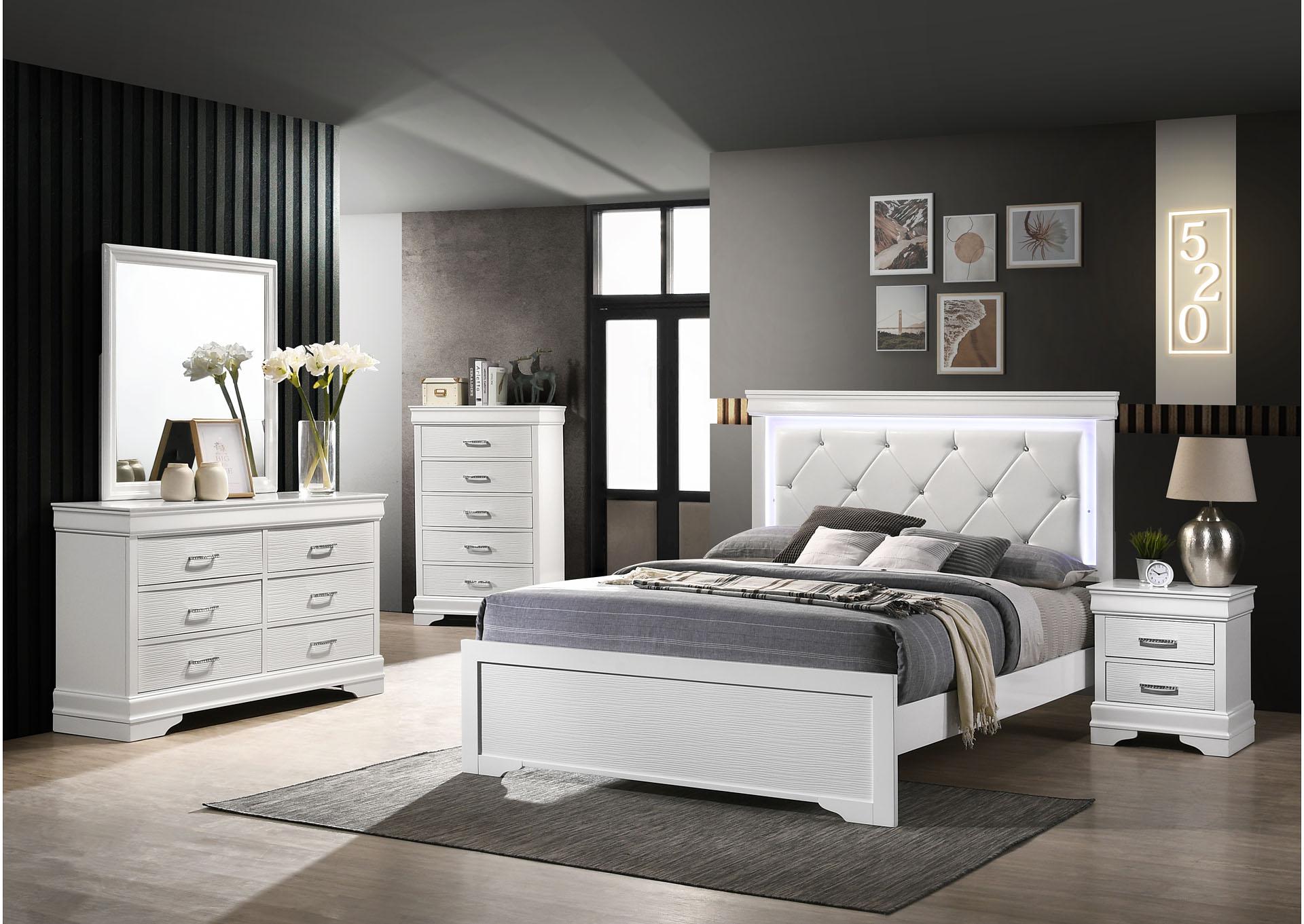

    
White King Bedroom Set 5Pcs BROOKLYN Galaxy Home Contemporary Modern
