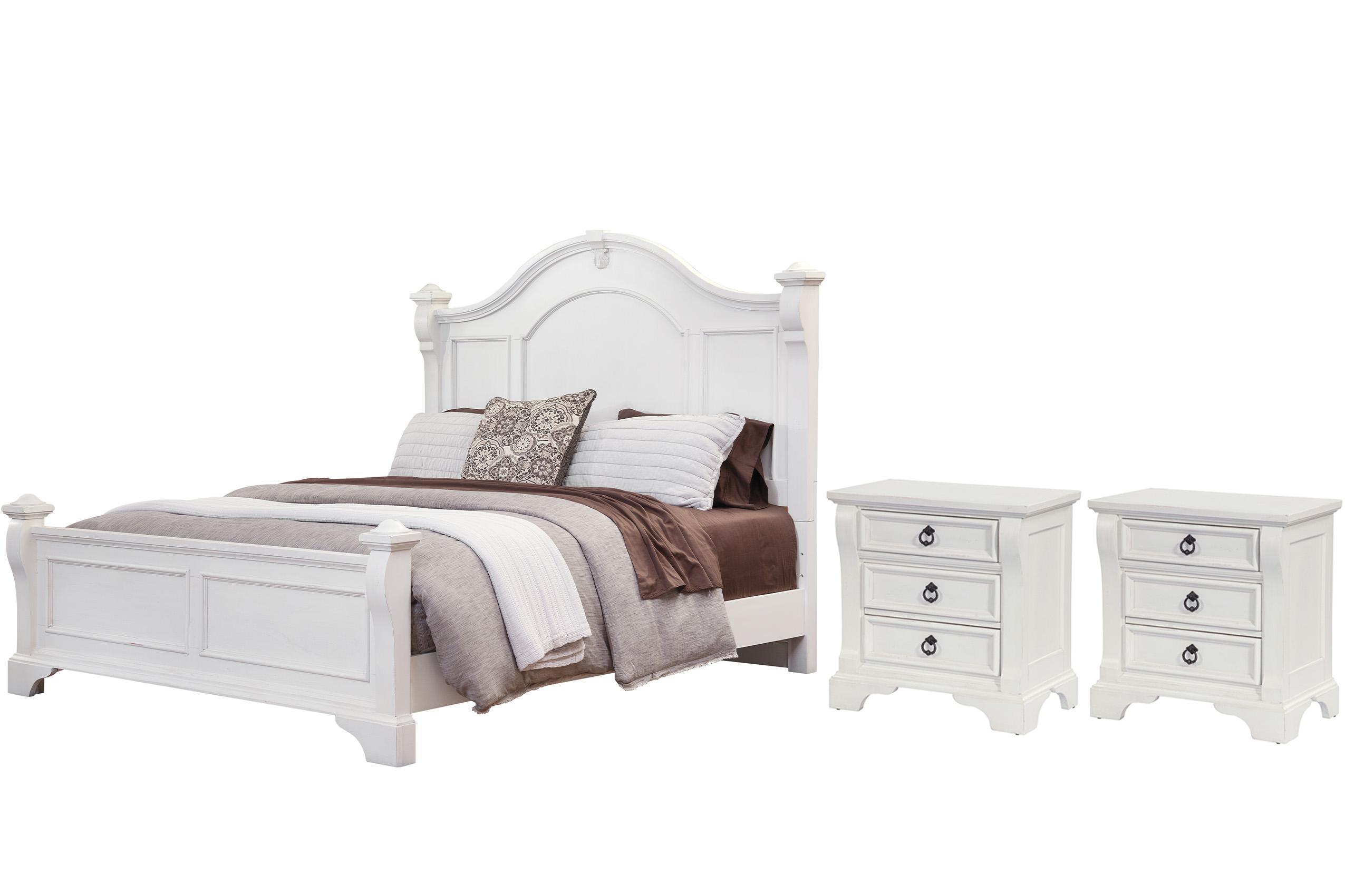 Classic, Traditional, Cottage Poster Bedroom Set HEIRLOOM 2910-66POS 2910-66POS-2N-3PC in White 