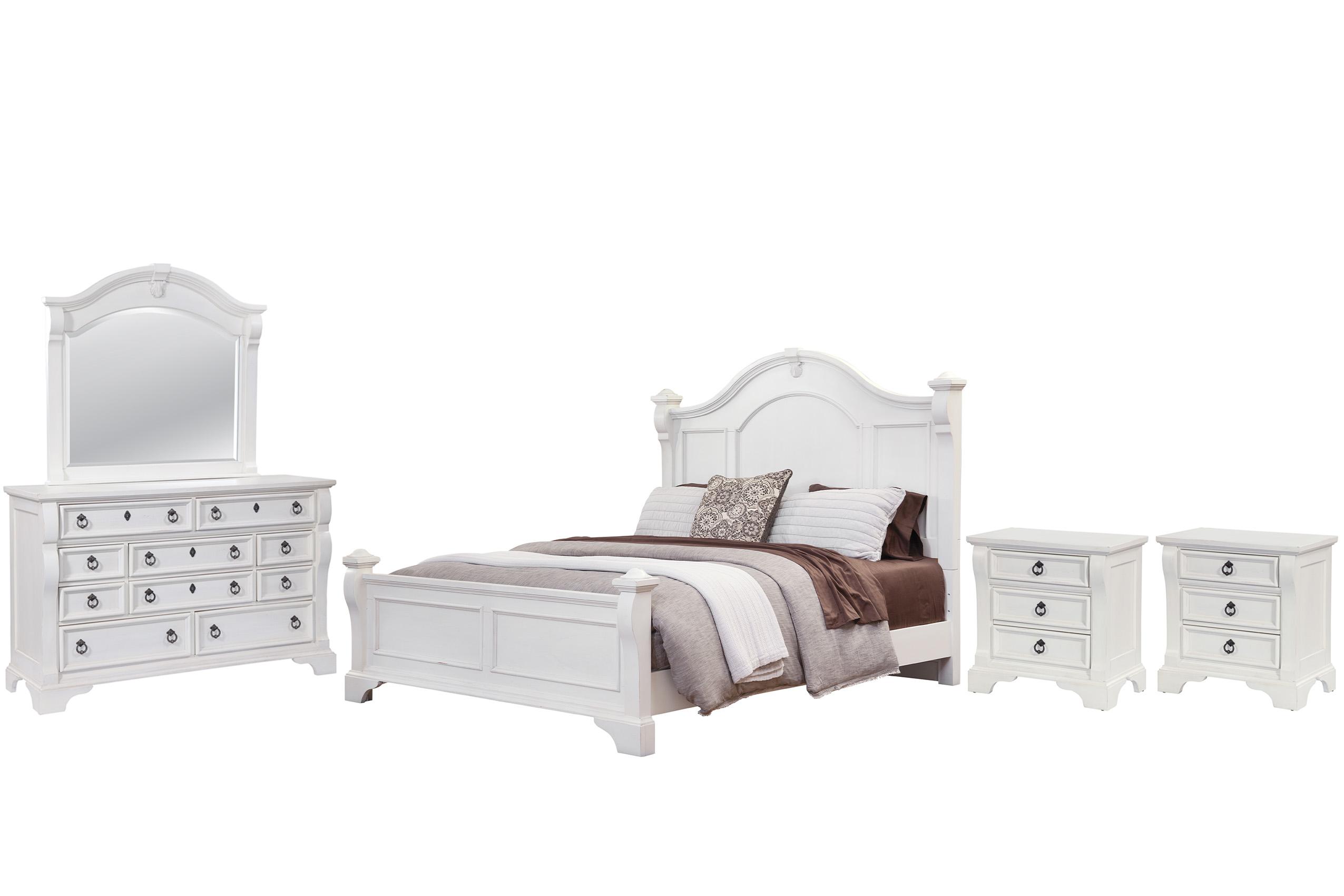 Classic, Traditional, Cottage Poster Bedroom Set HEIRLOOM 2910-66POS 2910-66POS-2NDM-5PC in White 