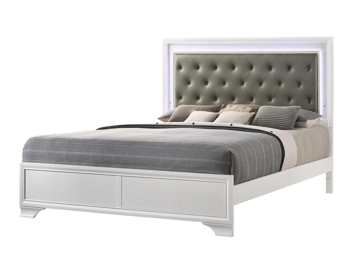 

    
White King Size Bed w/ LED Lights by Crown Mark Lyssa B4310-K-Bed
