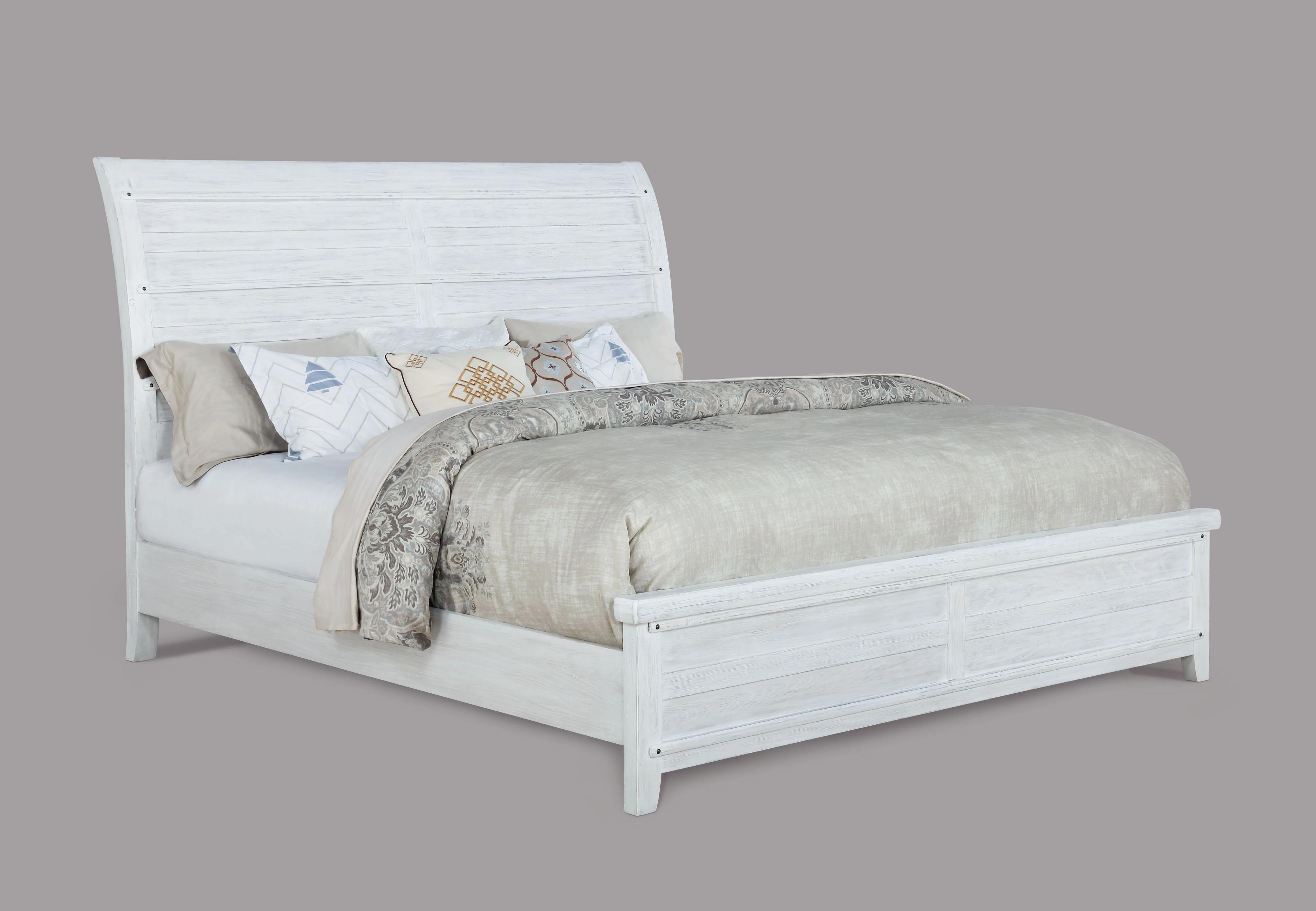 Transitional Panel Bed Maybelle B1830-K-Bed in White Velvet