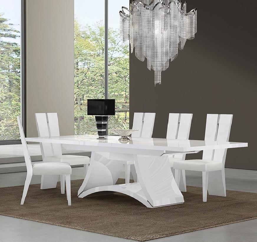 

    
WHITE Lacquer Dining Table Set 7Pcs Contemporary D313 Global United
