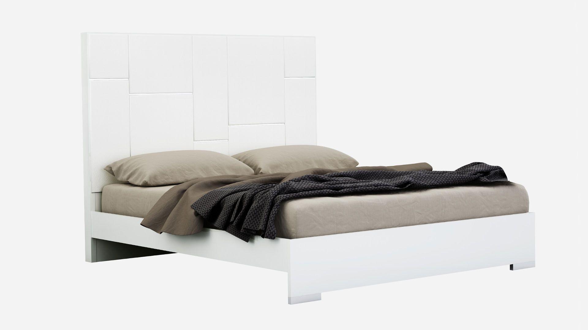 Contemporary, Modern Platform Bed P110-BED-EK P110-BED-EK in Light Walnut, Beige PU