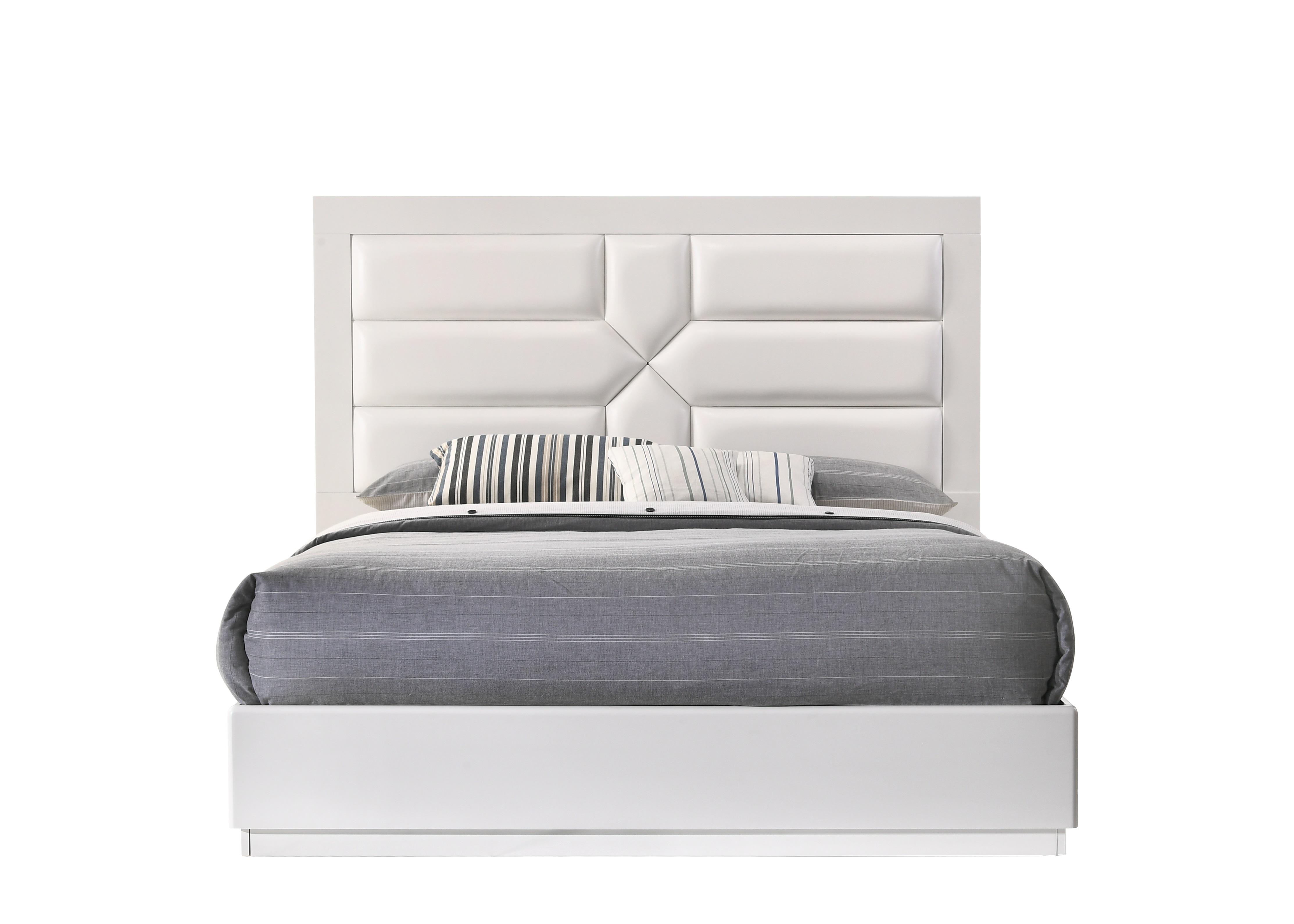 

    
White Matt Finish King Size Bed Contemporary Amsterdam by Chintaly Imports
