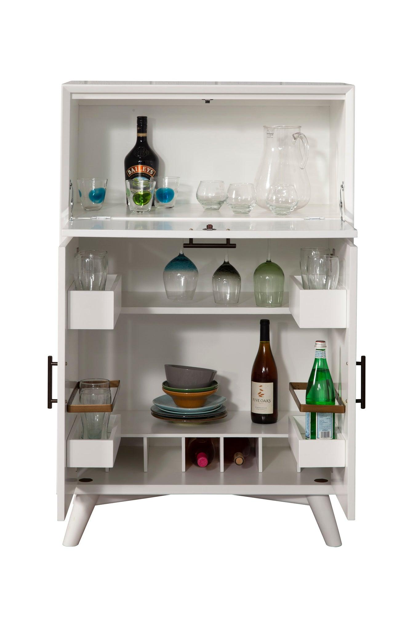 

    
966-W-16 White Large Bar Cabinet Flynn ALPINE Mid Century Modern Contemporary
