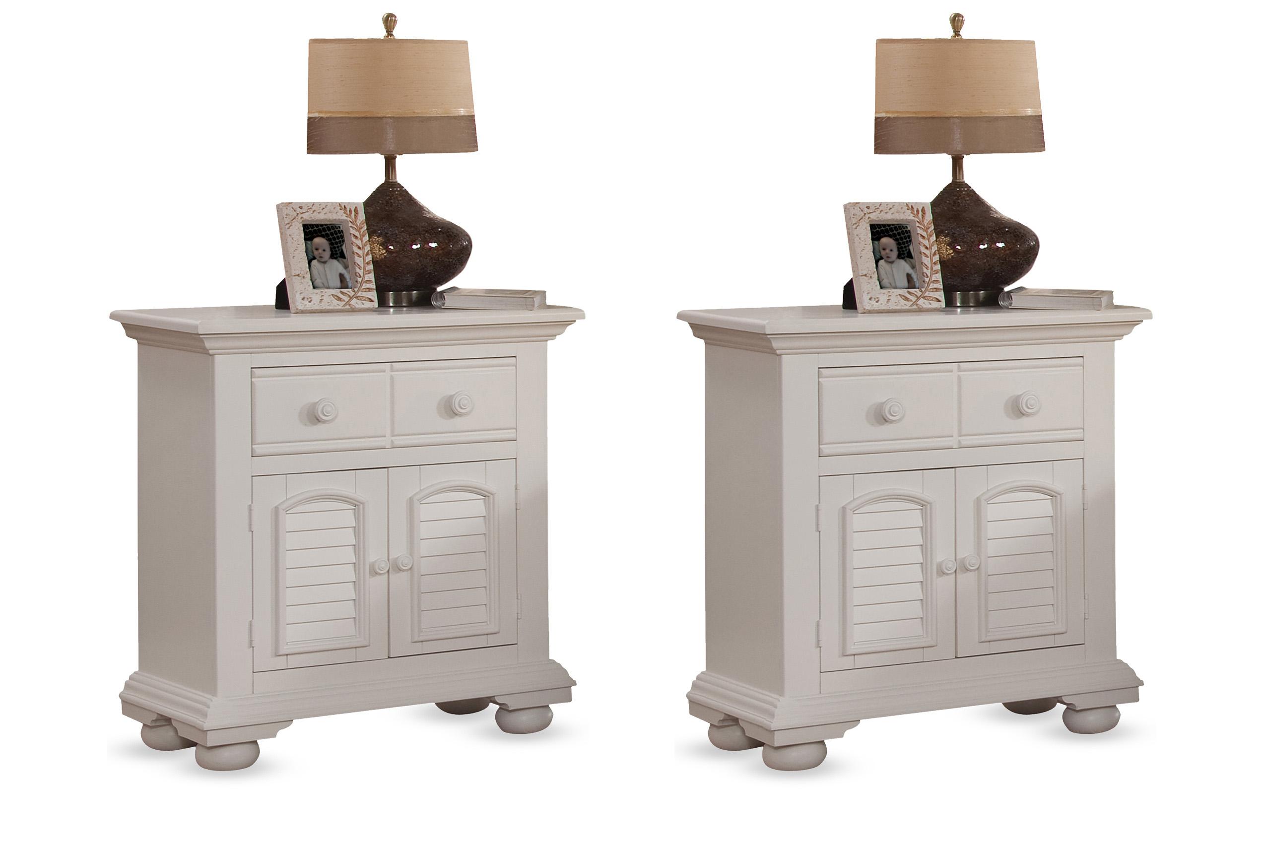 

    
White Large Nightstand Set 2Pcs COTTAGE 6510-412 American Woodcrafters Classic

