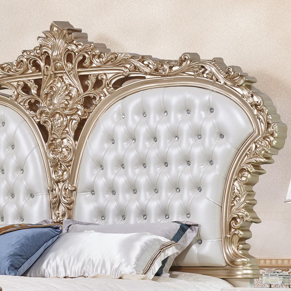 

    
Homey Design Furniture HD-9102 Sleigh Bedroom Set White/Gold HD-CKBED9102-3PC
