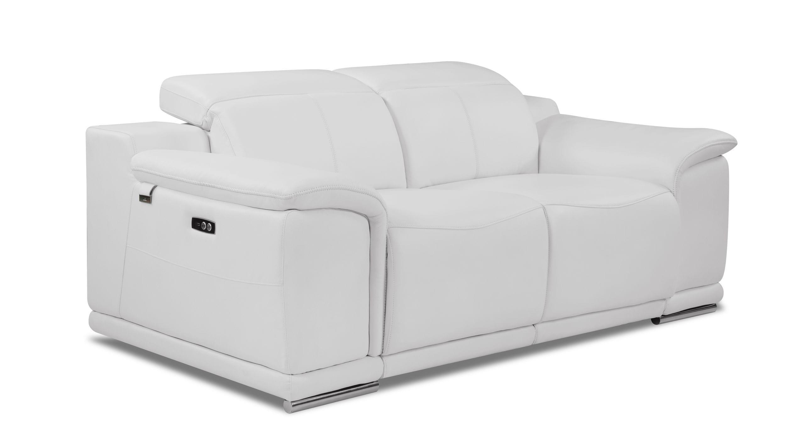Contemporary Reclining Loveseat 9762 9762-WHITE-L in White Leather Match