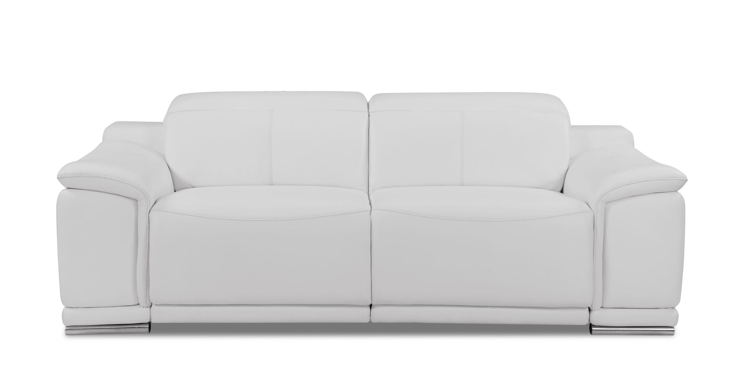 

    
WHITE Leather Power Reclining Sofa & Loveseat Set 2Pcs Modern 9762 Global United

