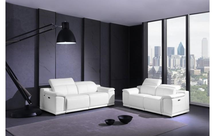 

    
 Order  WHITE Leather Power Reclining Sofa & Loveseat Set 2Pcs Modern 9762 Global United
