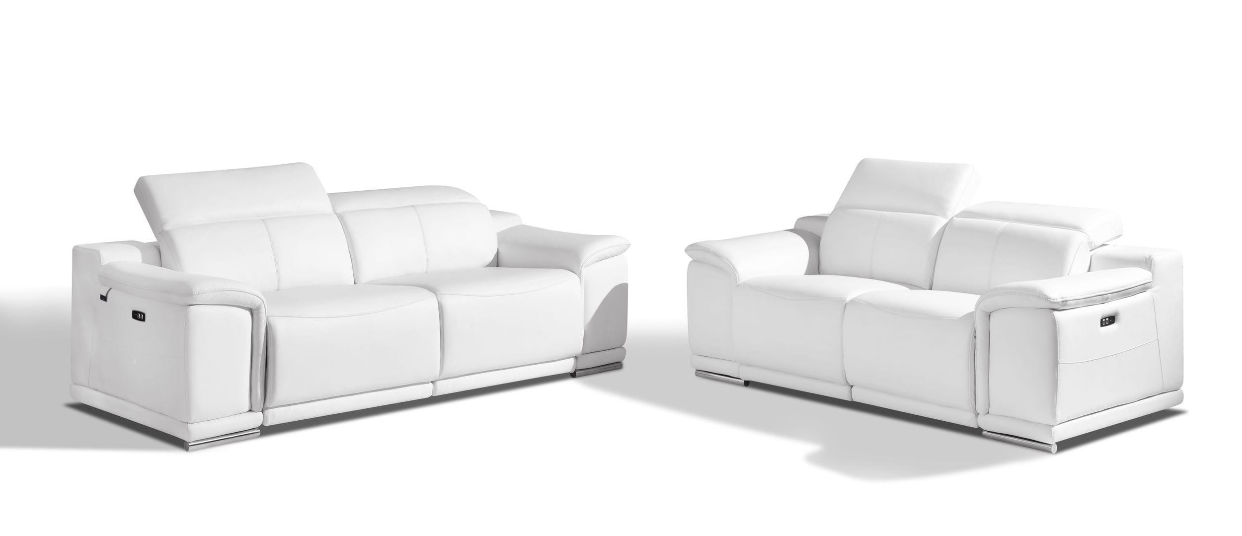 Contemporary Reclining Set 9762 9762-WHITE-2PC in White Leather Match