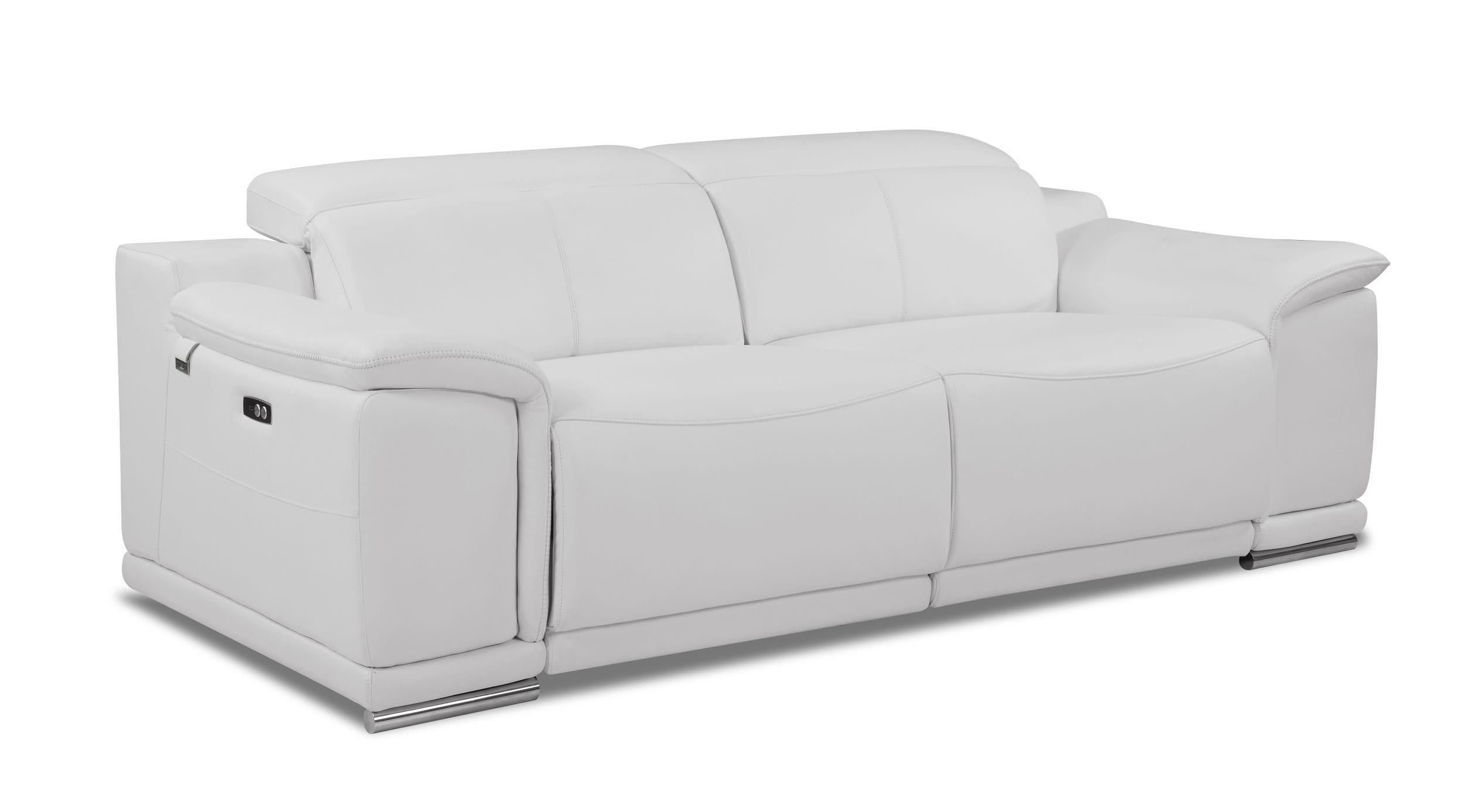 Contemporary Reclining Sofa 9762 9762-WHITE-S in White Leather Match