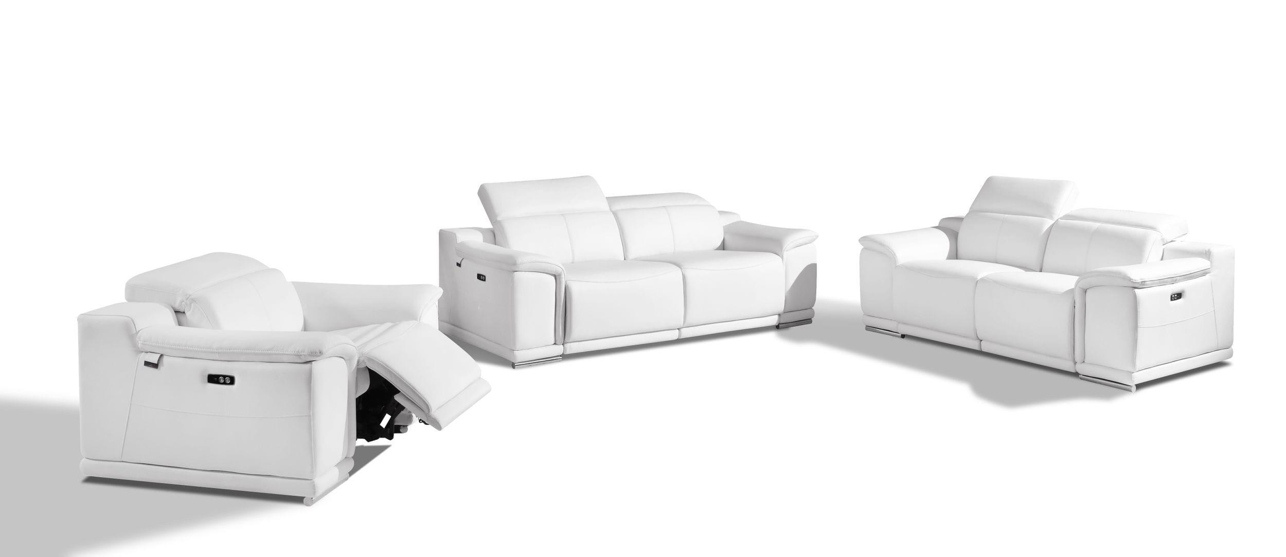 

    
 Order  WHITE Leather Power Reclining Sofa Modern 9762 Global United

