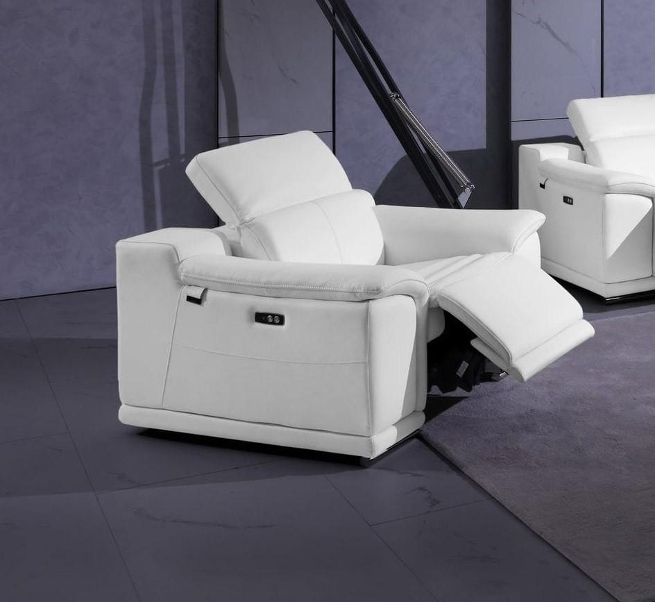 

    
 Shop  White Leather Power Reclining Sofa Set 3 Pcs Modern 9762 Global United
