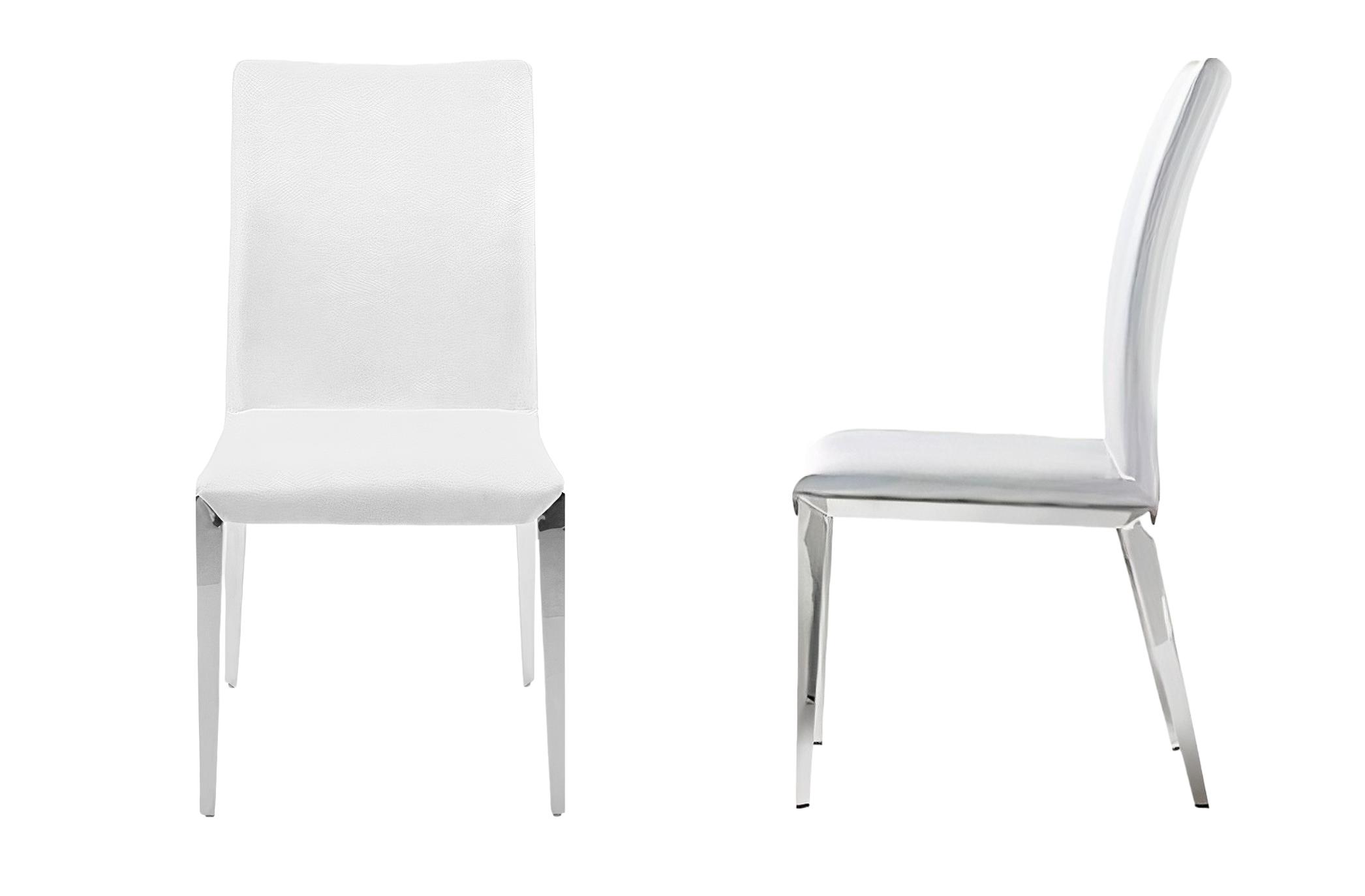 Contemporary, Modern Dining Chair Set Taryn VGVC-B803-WHT-2pcs in White, Silver Leather