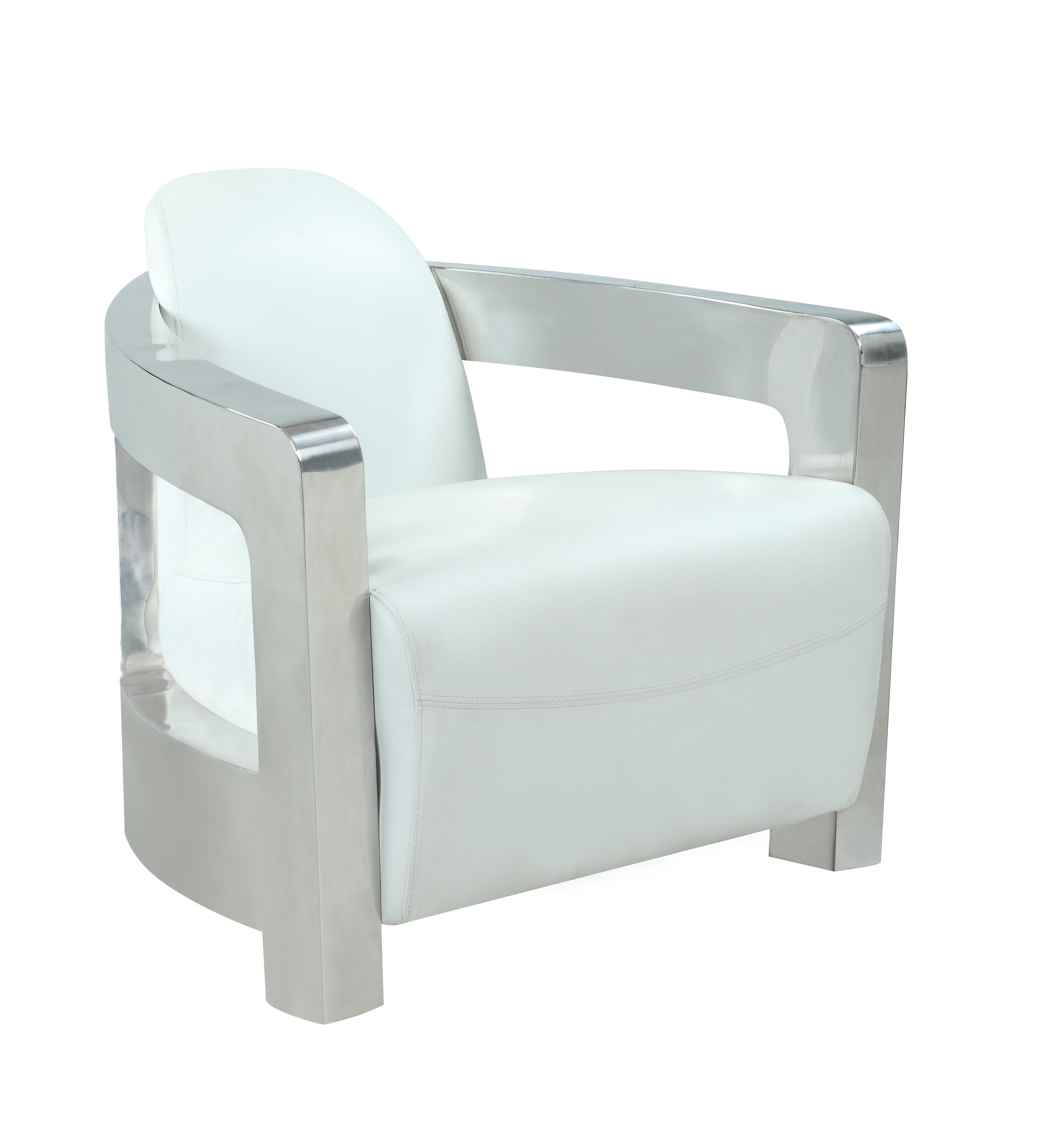 Contemporary Accent Chair 2099-ACC 2099-ACC-WHT in White Leather