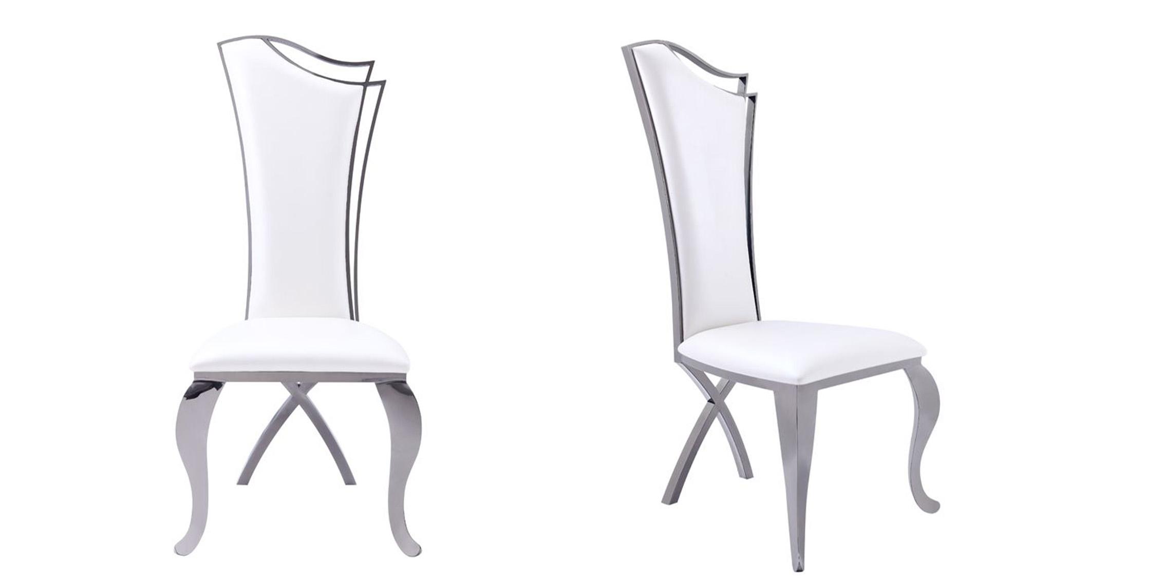 Contemporary, Modern Dining Chair Set VGZAY906-WHT VGZAY906-WHT in White Leatherette