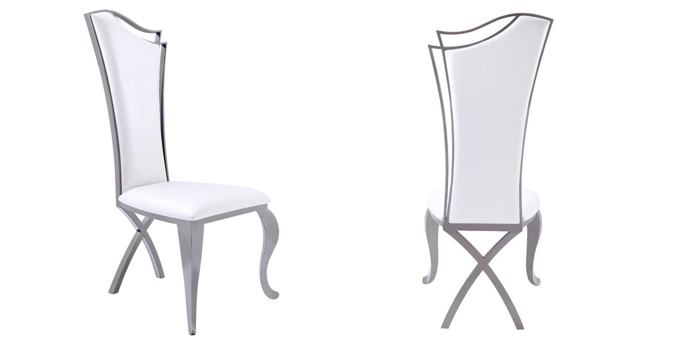 

    
White Leatherette Black Stainless Steel Dining Chair Set 2 VIG Modrest Bonnie
