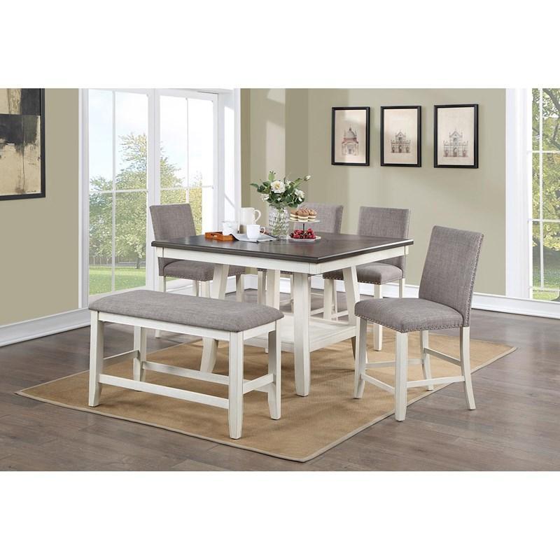 Contemporary, Vintage Counter Dining Set Manning 2731CG-T-4848-6pcs in White 