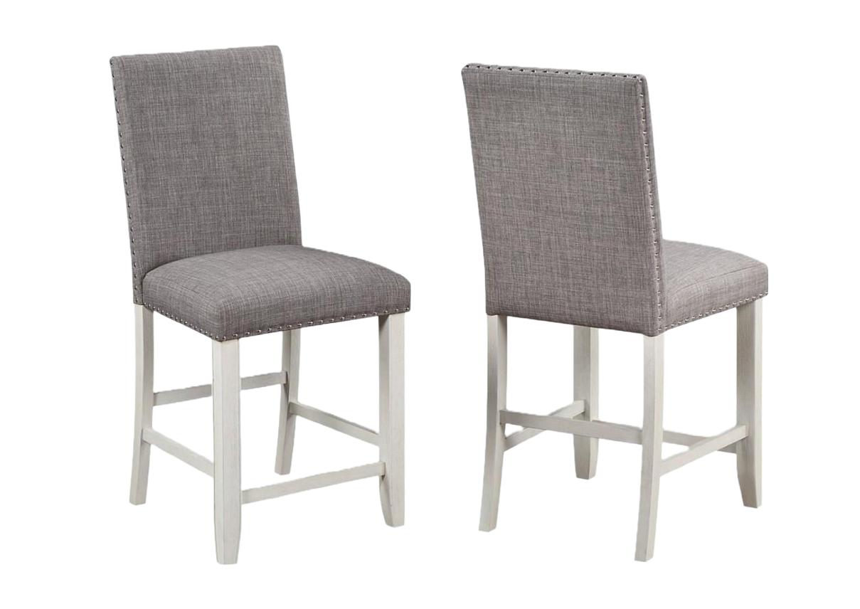 Contemporary, Vintage Counter Chair Set Manning 2731CG-S-24-NH-2pcs in White Fabric