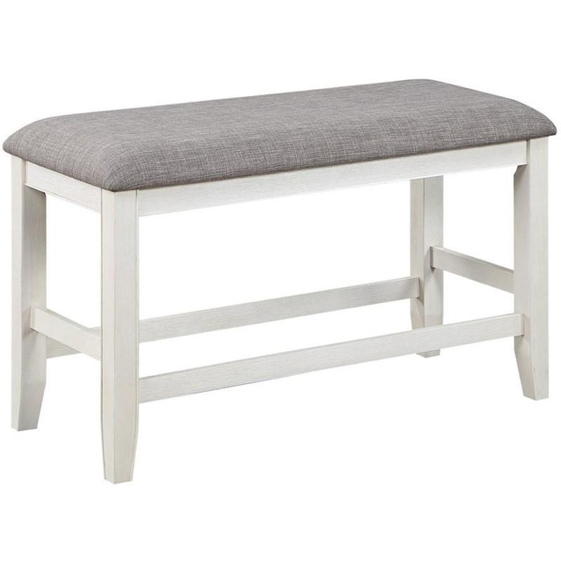 Contemporary, Vintage Counter Height Bench Manning 2731CG-BENCH in White Fabric