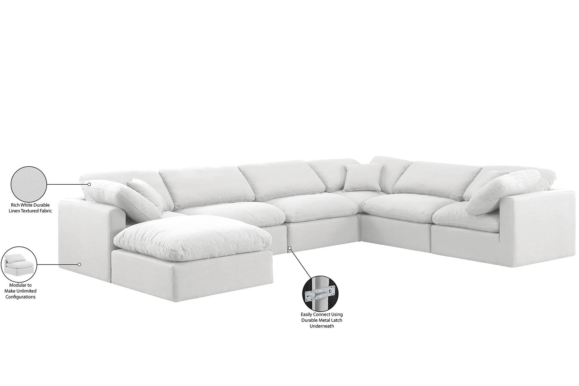 Contemporary, Modern Modular Sectional INDULGE 141White-Sec7A 141White-Sec7A in White Linen