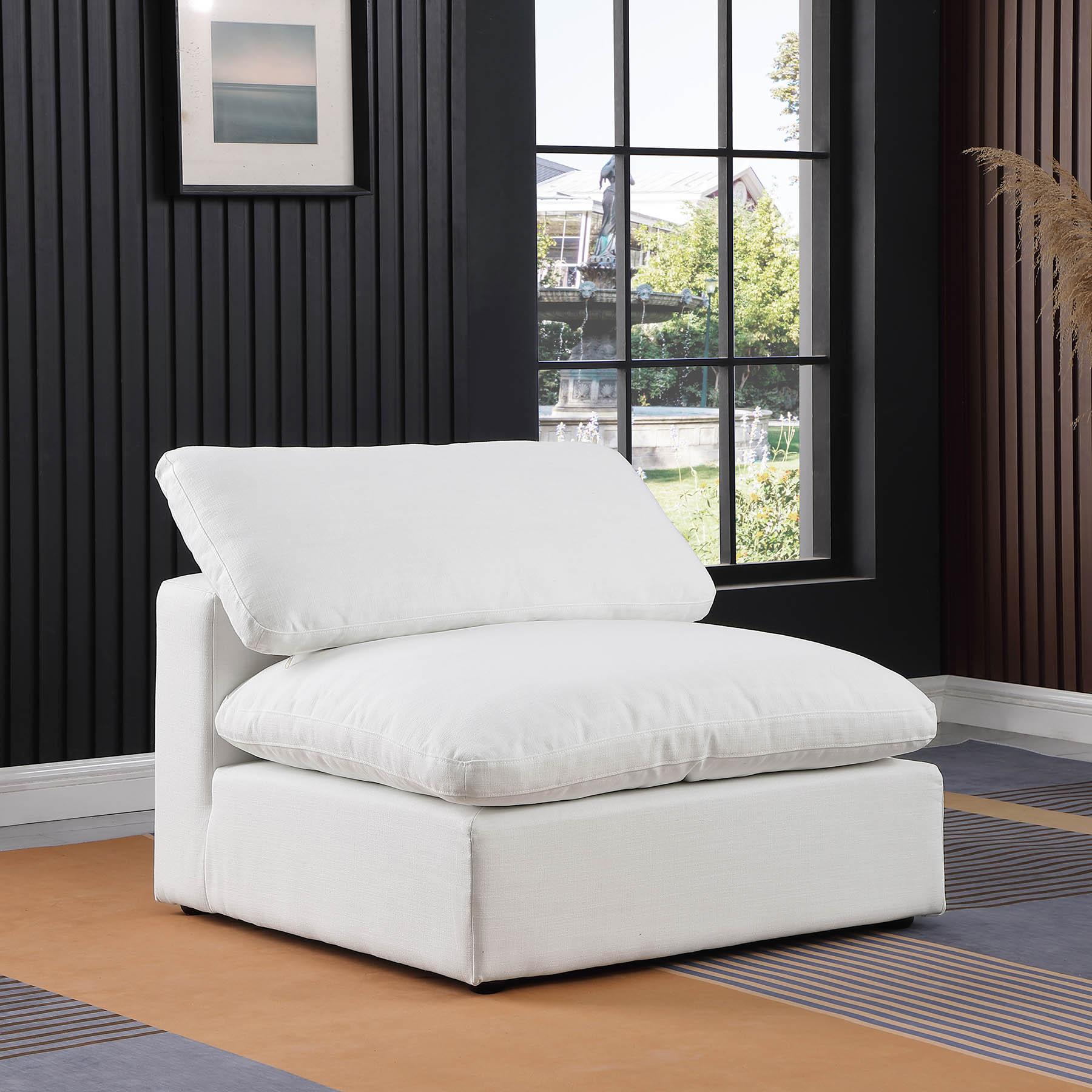 

    
White Linen Modular Armless Chair COMFY 187White-Armless Meridian Modern
