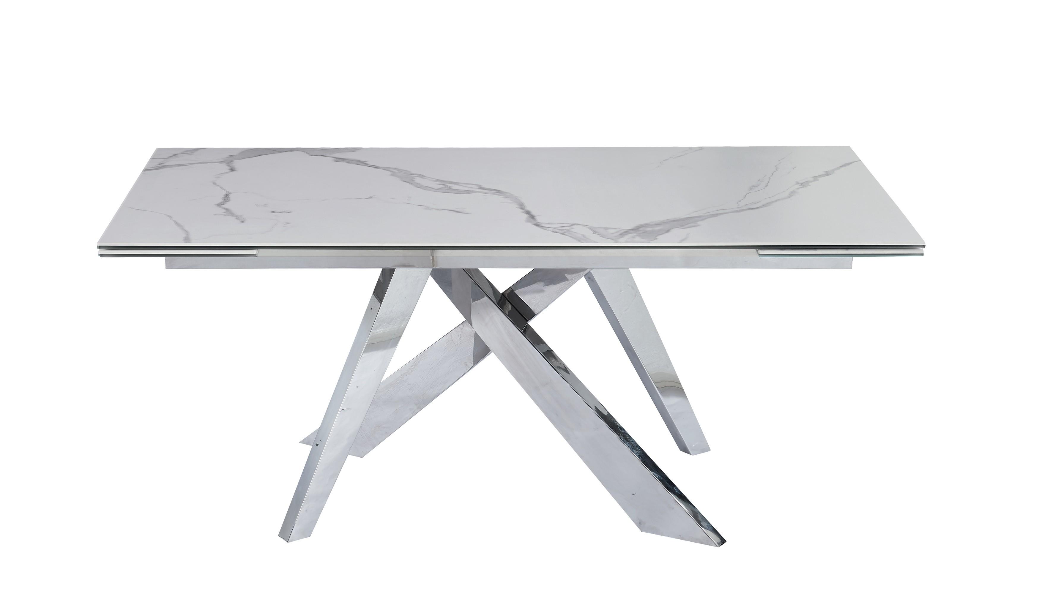 

    
J&M Furniture Carrara Extension Table Chrome/White 17721
