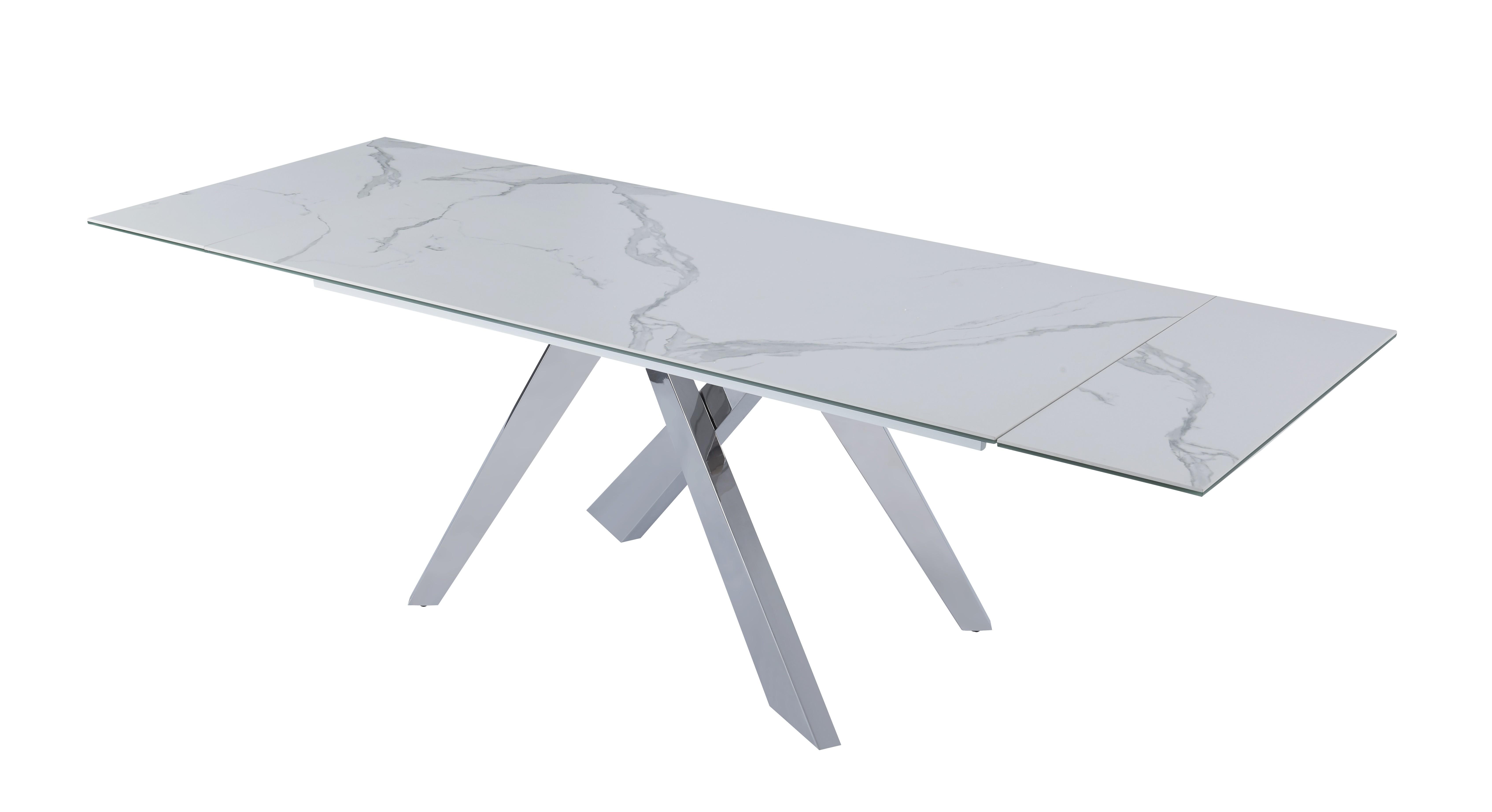 

    
White Marble & Chrome Legs Dining Table by J&M Furniture Carrara 17721
