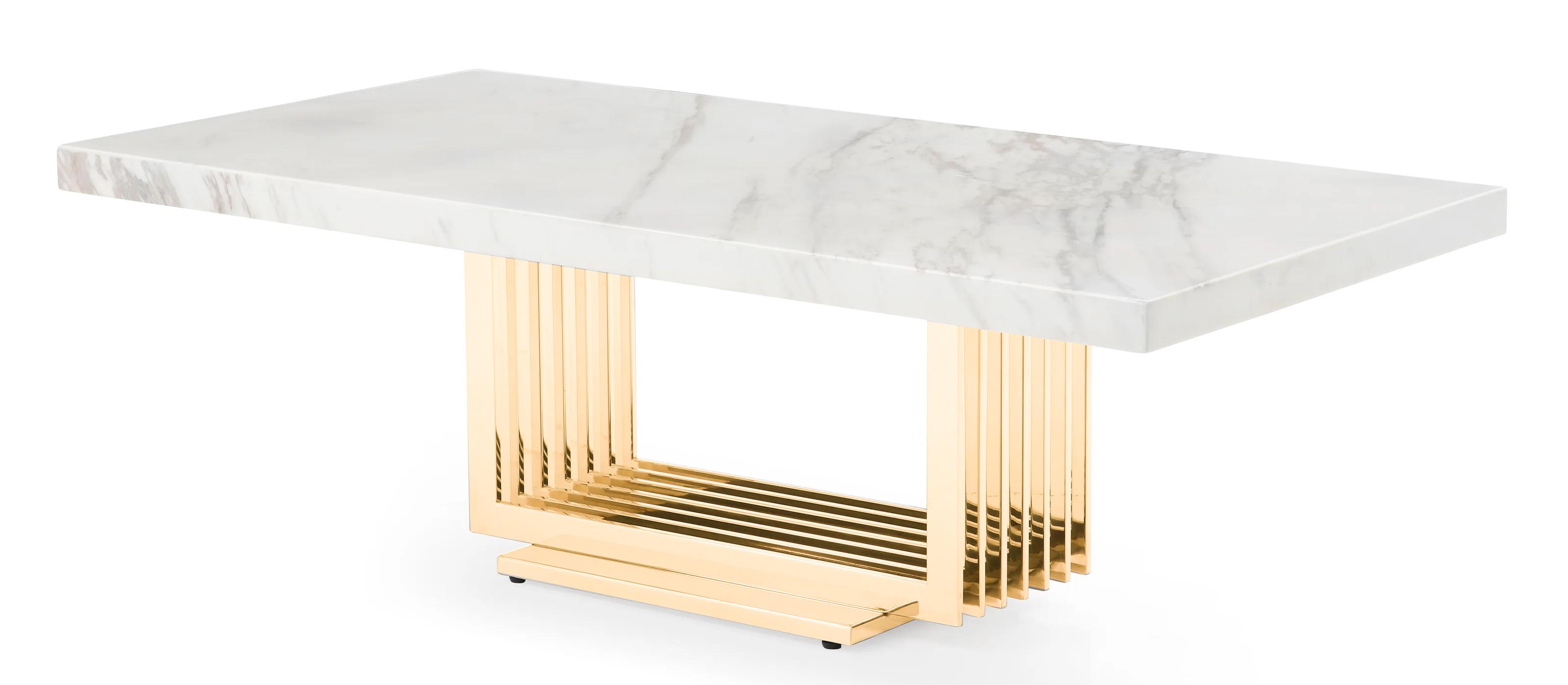 Contemporary, Modern Coffee Table Kingsley VGVCCT8933 in White, Gold 