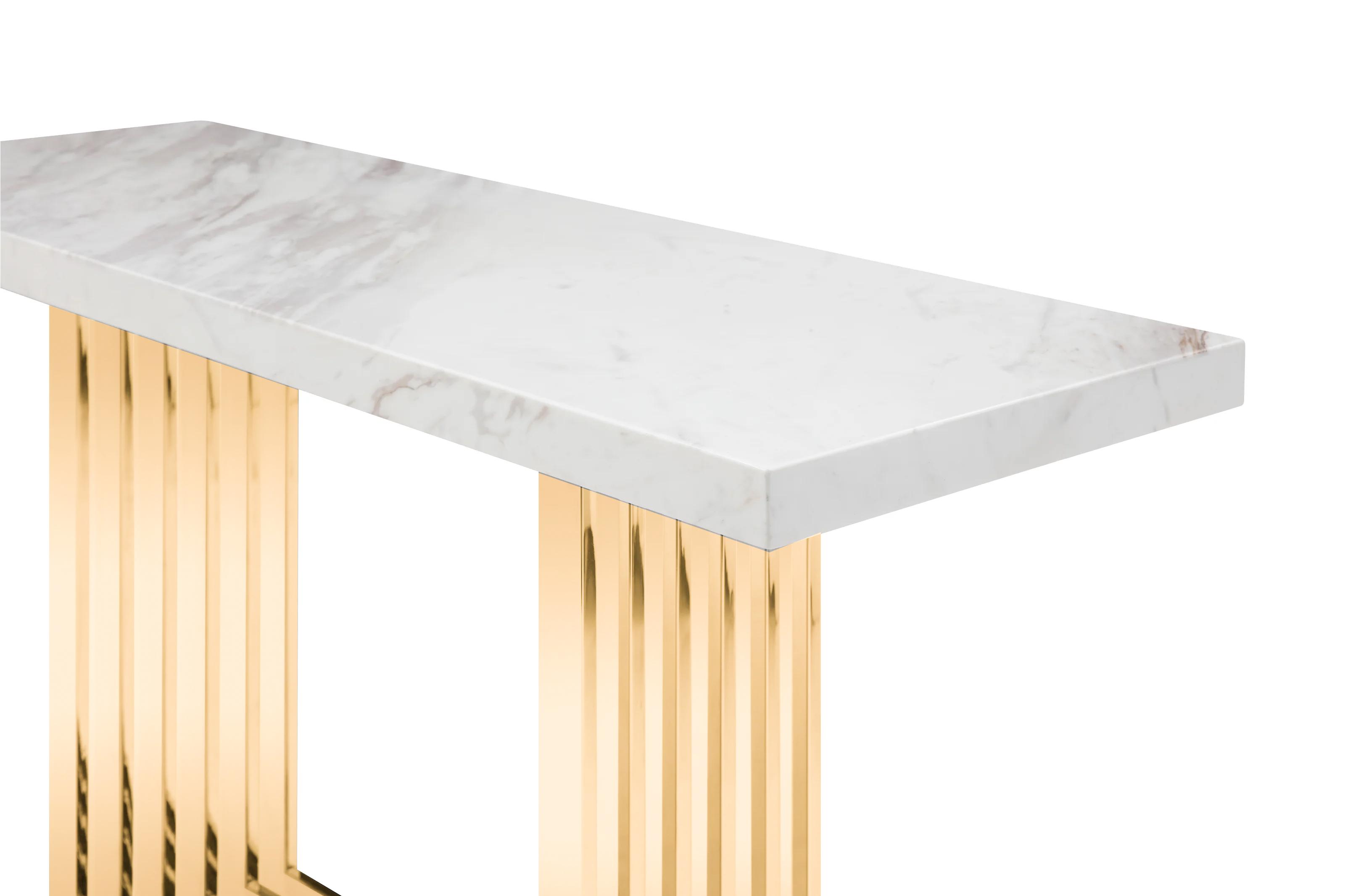

    
White Marble & Gold Frame Console Table by VIG Modrest Kingsley
