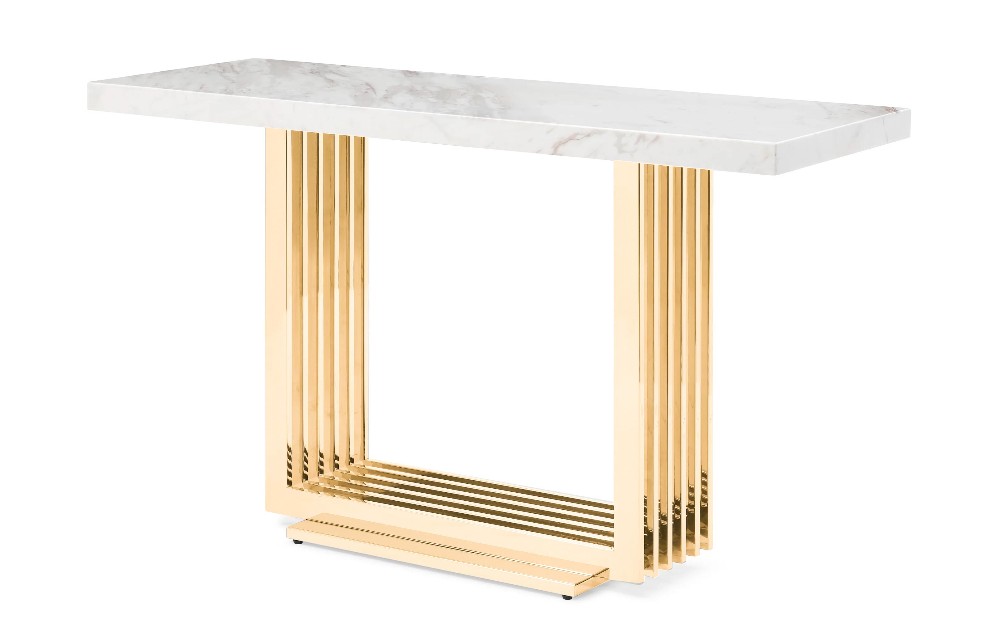 Contemporary, Modern Console Table Kingsley VGVCK8933 in White, Gold 