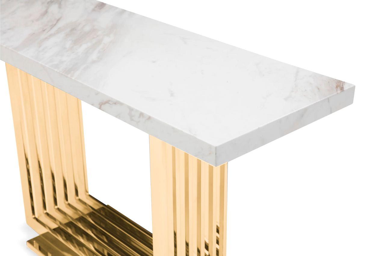 

    
VIG Furniture Kingsley Console Table White/Gold VGVCK8933
