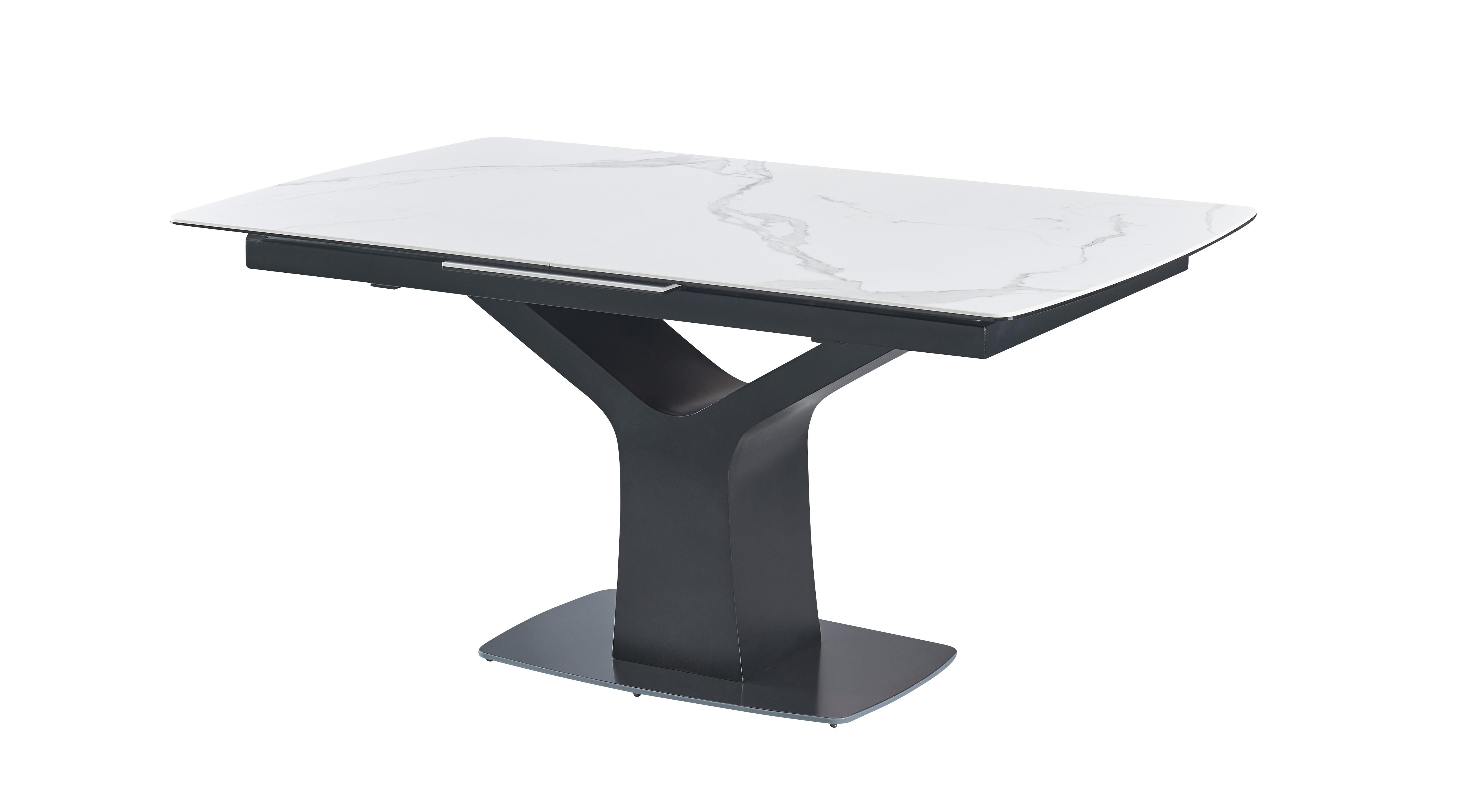 

    
White Marble Looking & Black Legs Dining Table by J&M Furniture Fiori 17844
