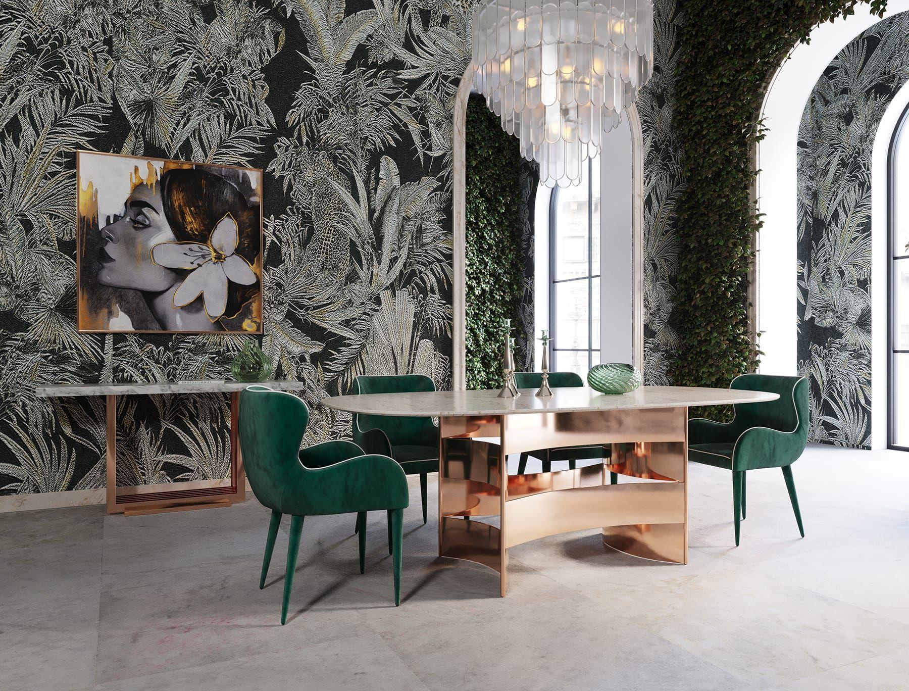 

    
White Marble & Rose Gold Dining Table + 4 Green Chairs by VIG Modrest Marmot
