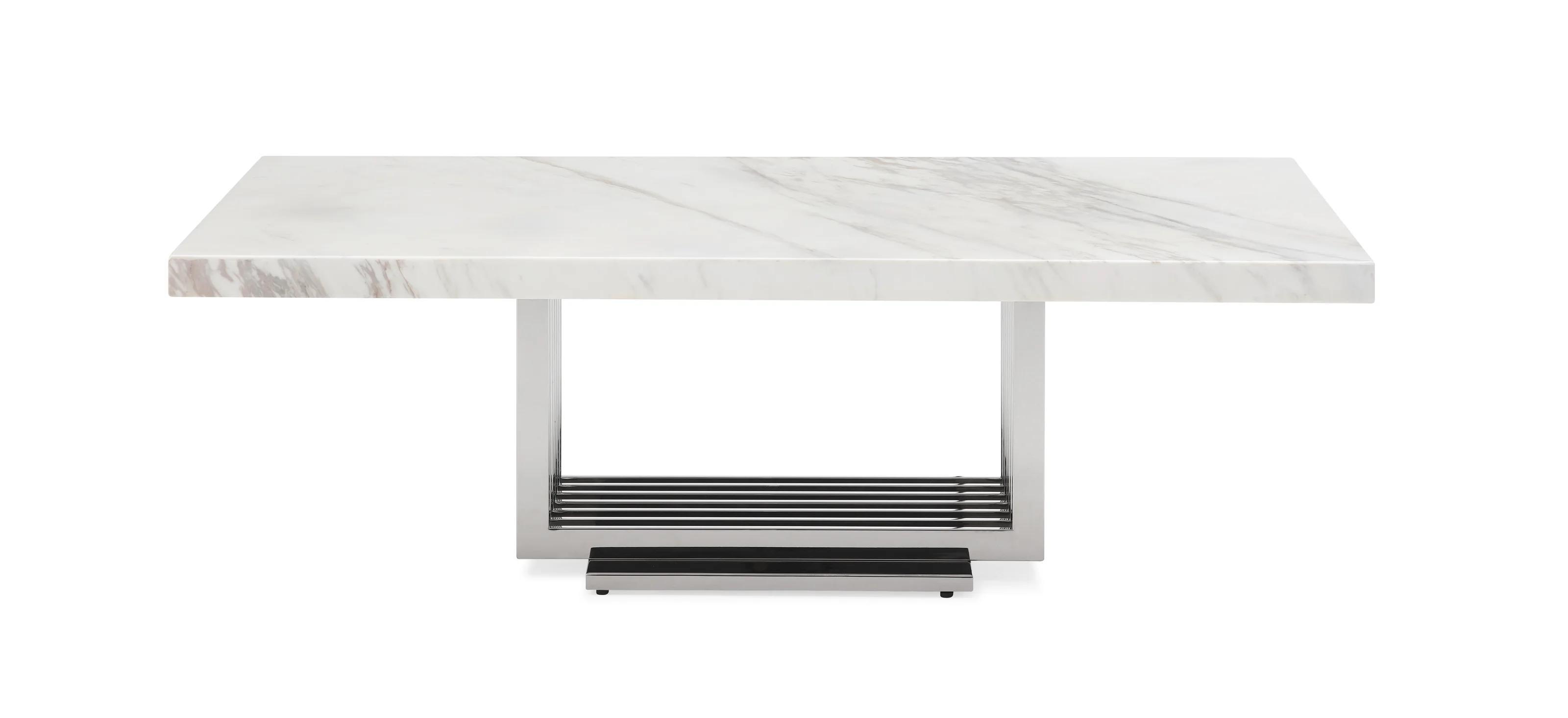 

    
White Marble & Silver Frame Coffee Table by VIG Modrest Kingsley
